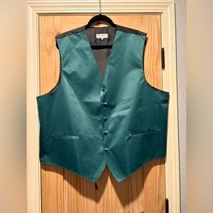 Vesuvio Napoli Teal Satin Tuxedo Vest Formal Wedding Prom Waistcoat 3XL